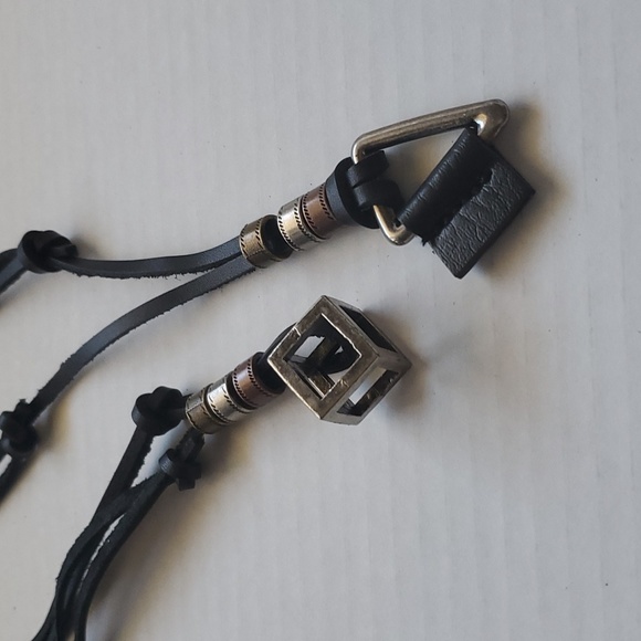 2 Necklaces Cube & Triangle Pendant Silver-Tone - Picture 10 of 10